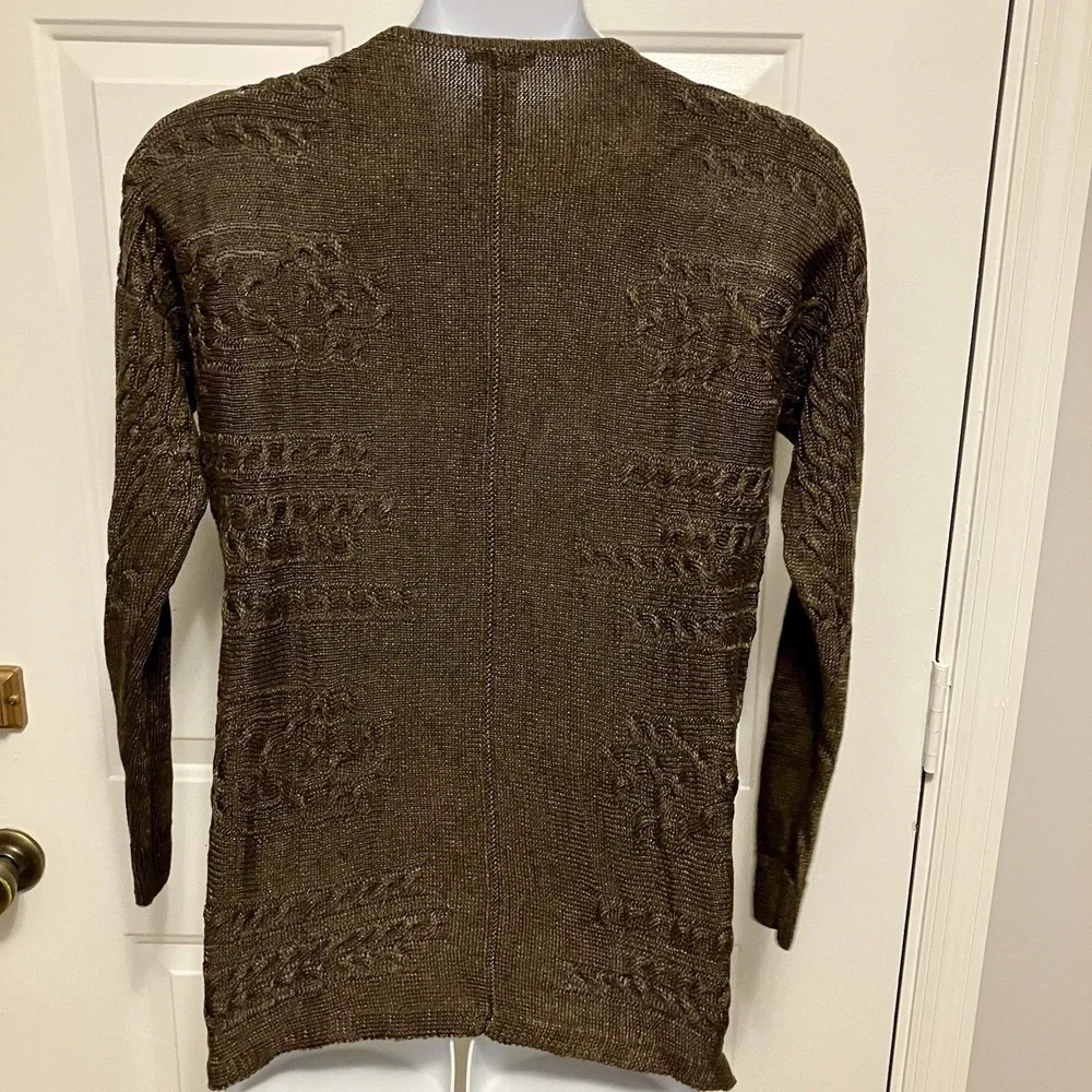 Lafayette 148 Medium/Large Cable Knit Tunic Brown Sweater 100% Hemp Sz M Women's